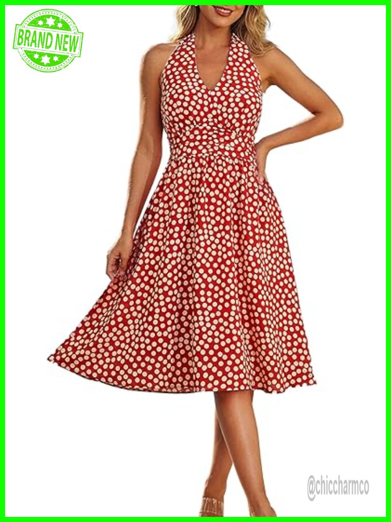 Built-In Bra Halter V Neck Chiffon Smocked Back Midi Dress Wedding Guest